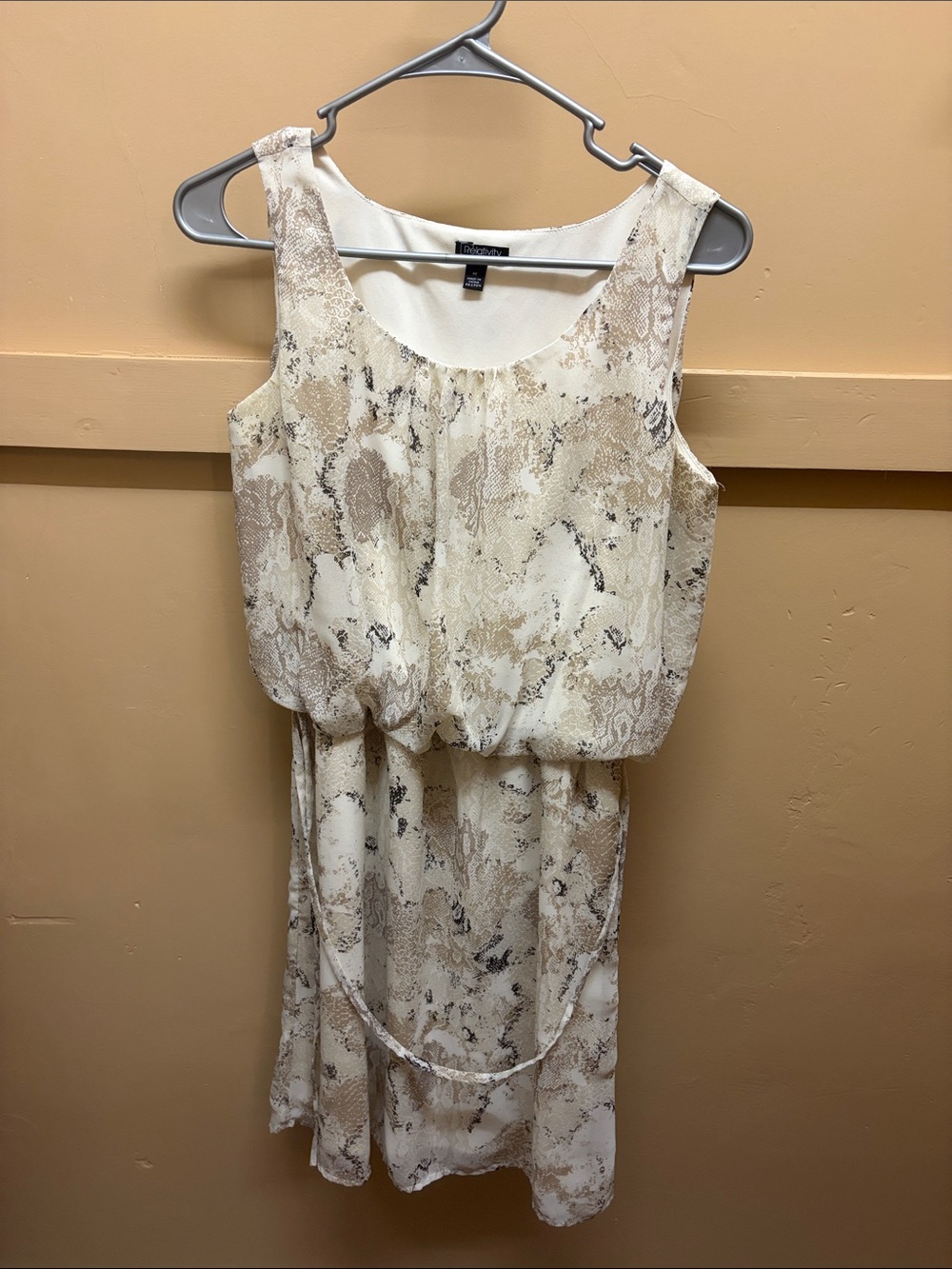 Relativity Cream Snake-Print Midi Dress